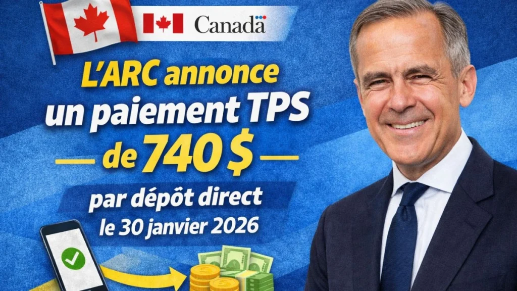 L’ARC annonce un paiement TPS de 740 $ par dépôt direct le 30 janvier 2026
