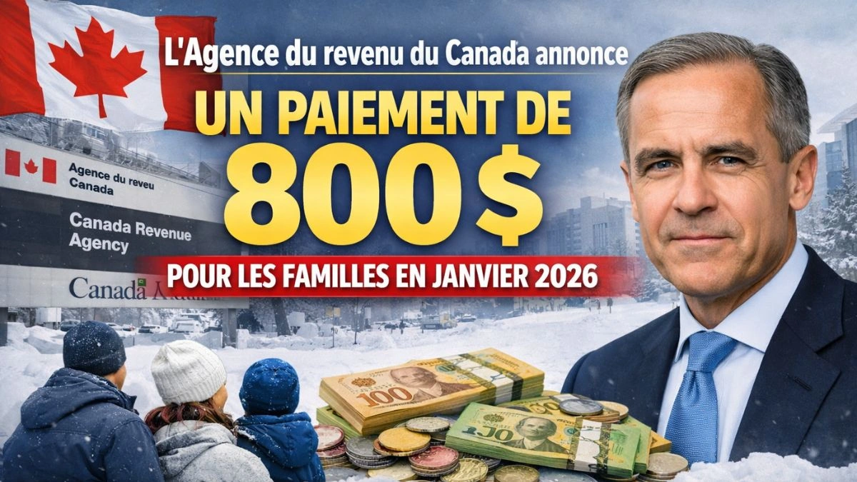 L’Agence du revenu du Canada annonce un paiement de 800 $ pour les familles en janvier 2026