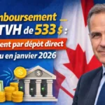 Remboursement TPS/TVH de 533 $ : versement par dépôt direct prévu en janvier 2026