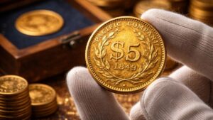 Une rare pièce d’or de 5 $ de la Pacific Company datant de 1849 vendue 1,26 million $ : voici pourquoi c’est exceptionnel