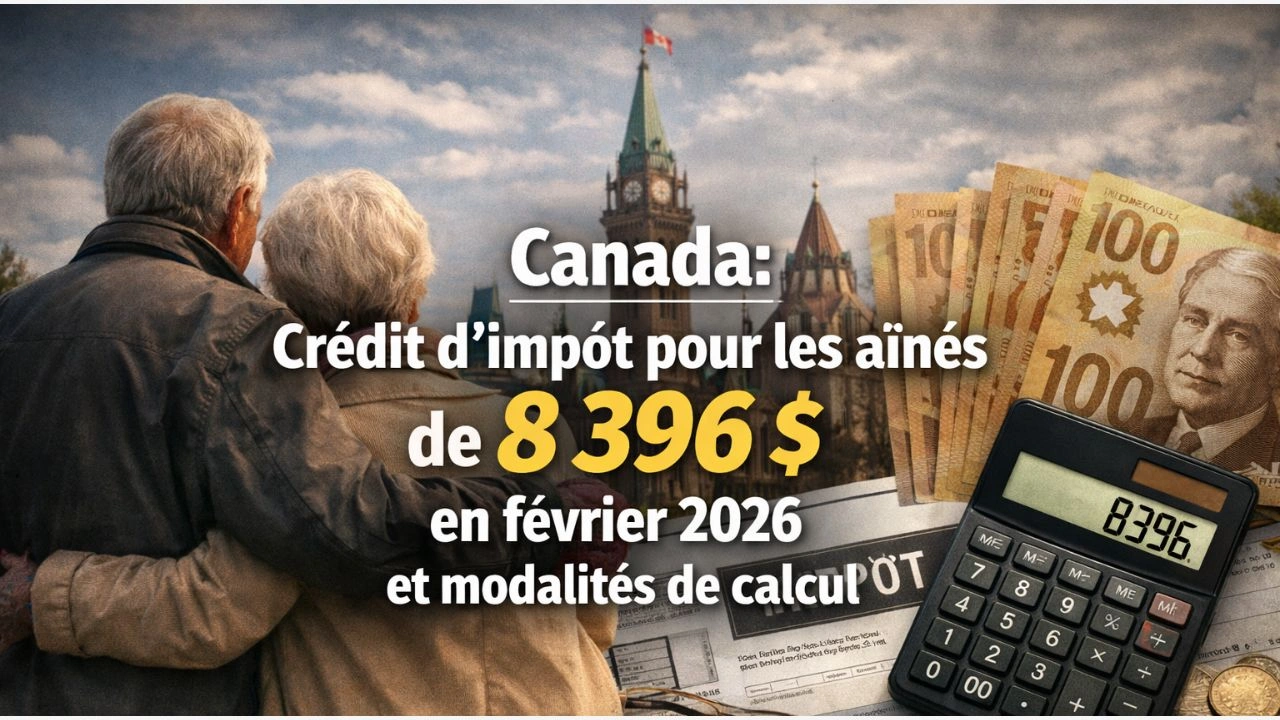 Canada : crédit d’impôt pour les aînés de 8 396 $ en février 2026 et modalités de calcul