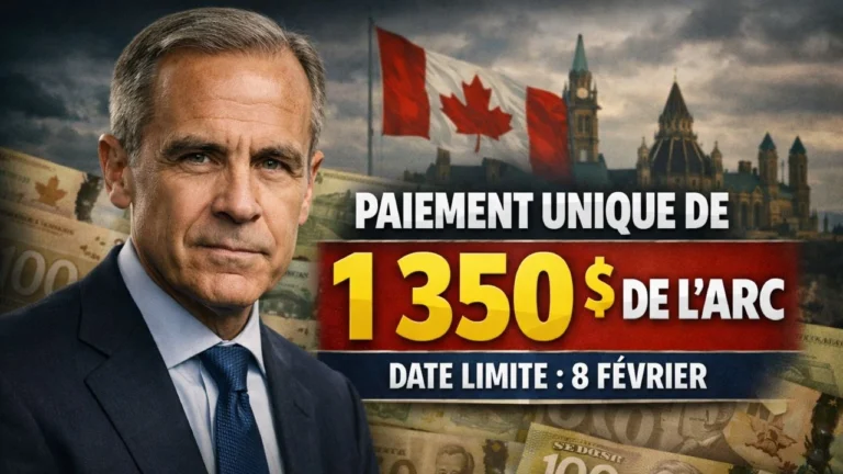 Paiement unique de 1 350 $ de l’ARC avec date limite d’admissibilité fixée au 8 février