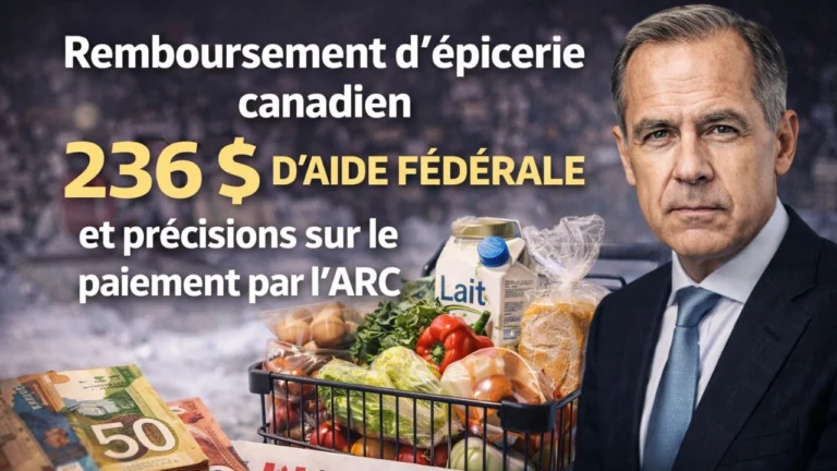 Remboursement d’épicerie canadien 236 $ d’aide fédérale et précisions sur le paiement par l’ARC