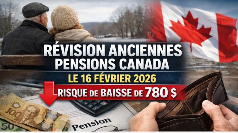 Révision anciennes pensions Canada le 16 février 2026 avec risque de baisse de 780 $