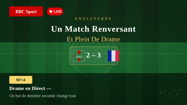 Angleterre Un Match Renversant Et Plein De Drame En Direct Sur BBC Sport