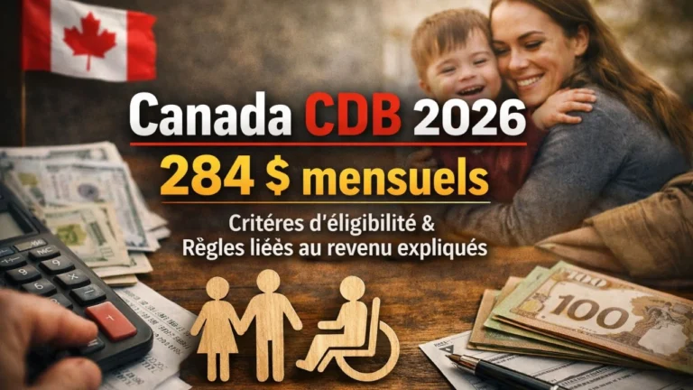 Canada CDB 2026 284 $ mensuels critères d’éligibilité règles liées revenu expliqués