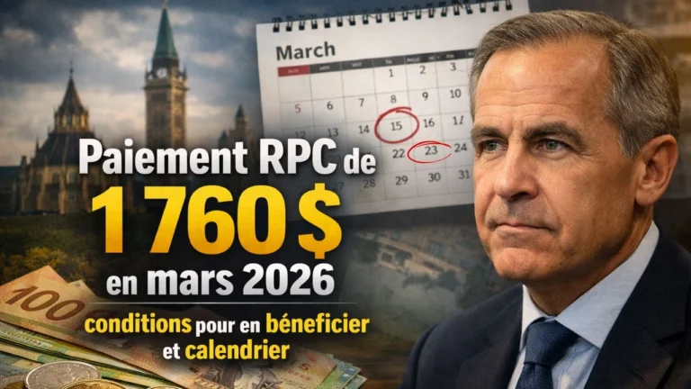 Paiement RPC de 1 760 $ en mars 2026 conditions pour en bénéficier et calendrier