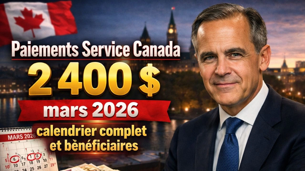 Paiements Service Canada 2 400 $ mars 2026 calendrier complet et bénéficiaires