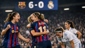 FC Barcelona Femení 6 - 0 Real Madrid Femenino : résumé, buts et résultat du quart de finale de la Ligue des champions féminine