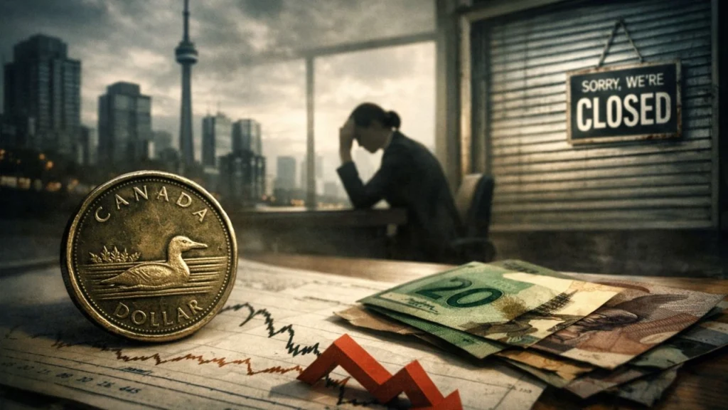 Le dollar canadien enregistre des gains limités alors que l’économie des services se contracte